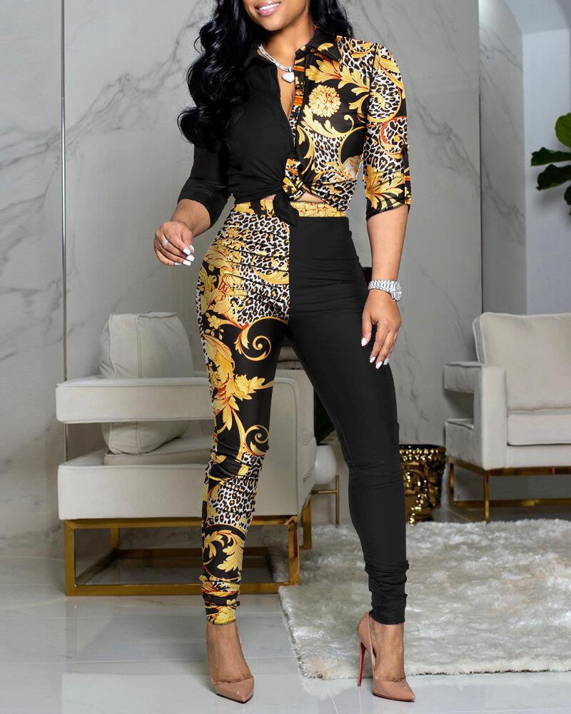 Chain Print Two Piece Set | Tajstylo