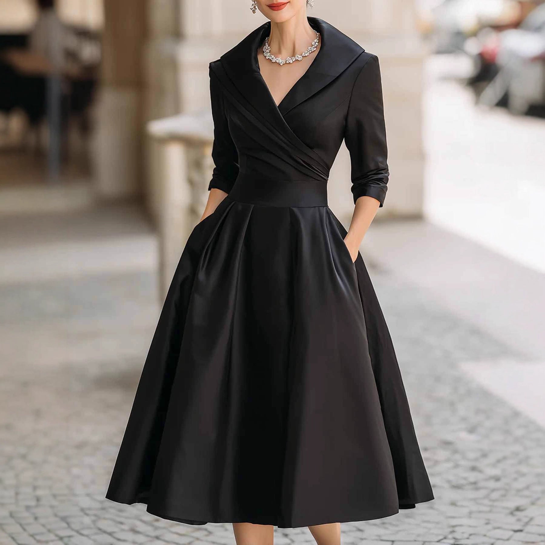 Woman wearing Satin Belted Long Sleeve Midi Dress in a garden setting