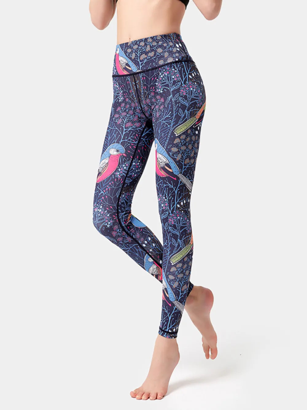 Woman wearing Printed High Waist Active Leggings in an active setting