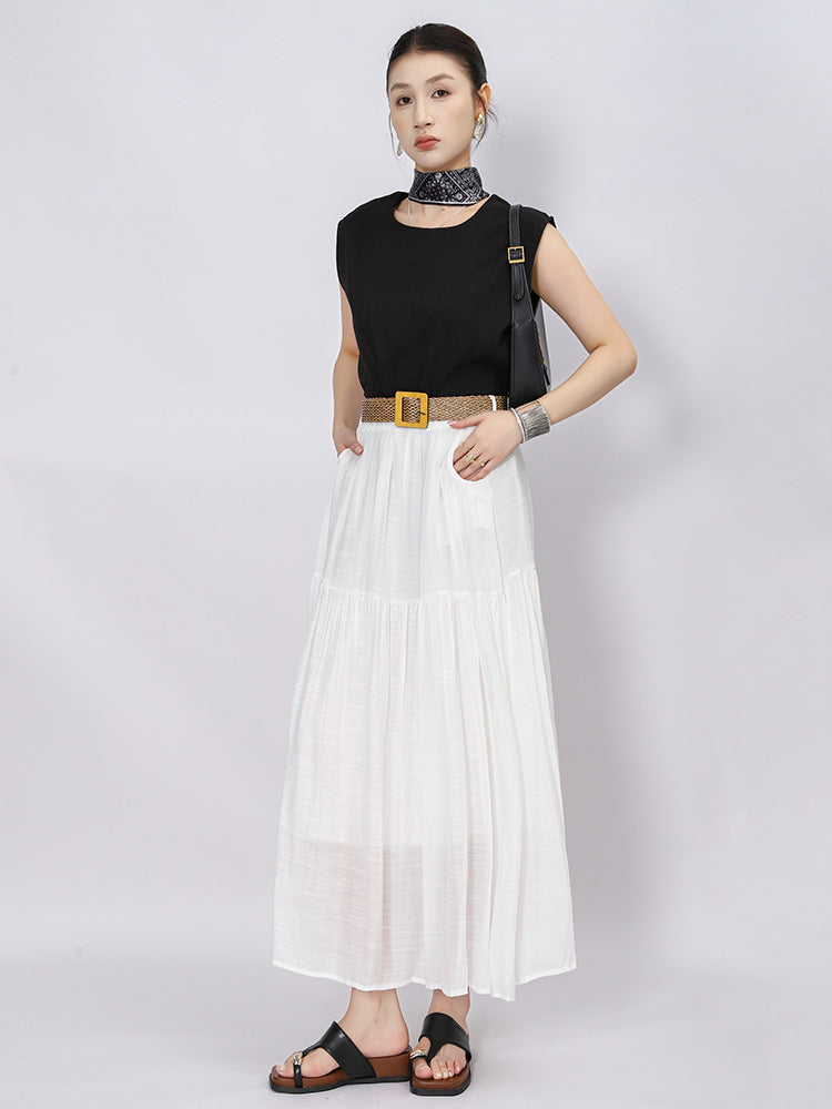 Belt Double Pocket Skirt | Tajstylo