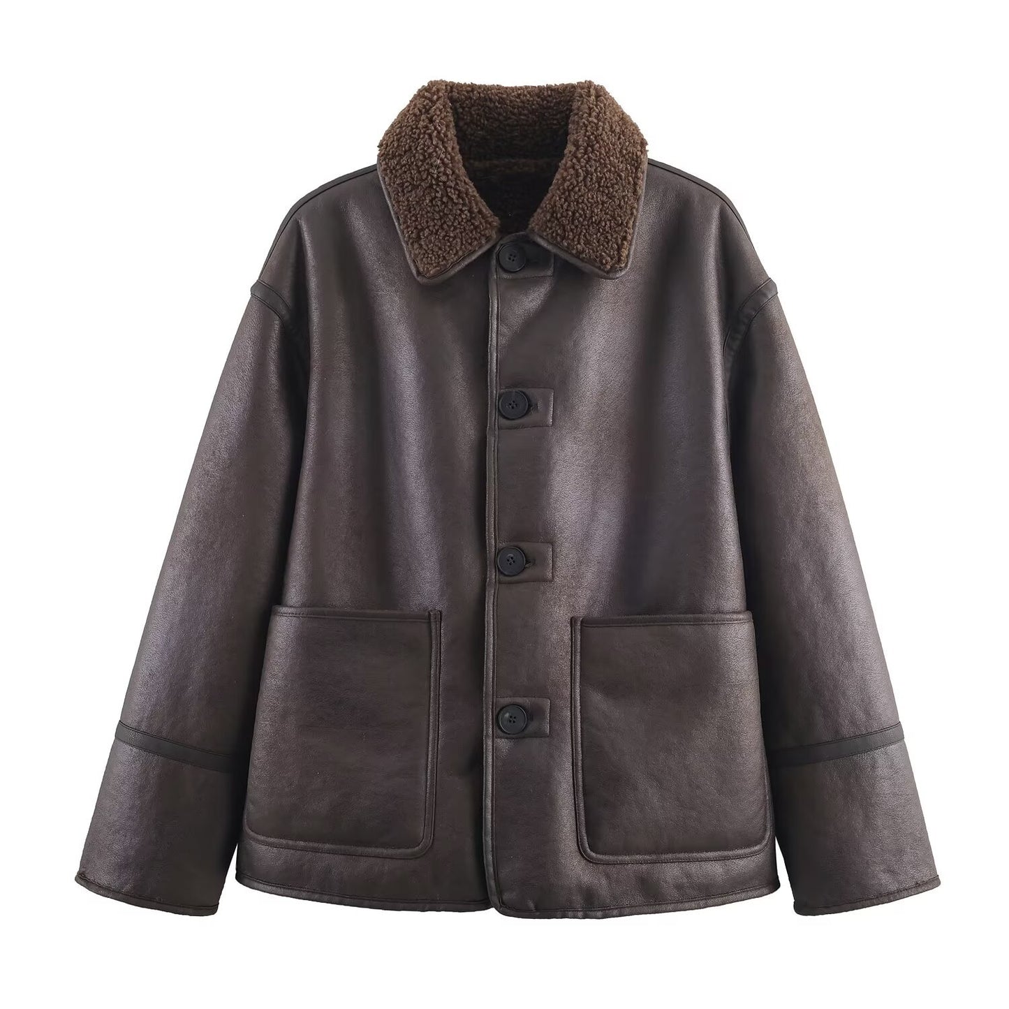Woman wearing Casual Reversible Coat for Women in a casual outdoor setting