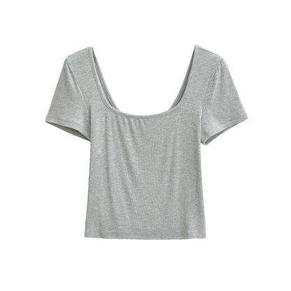 U-Neck Short Sleeve Top | Tajstylo
