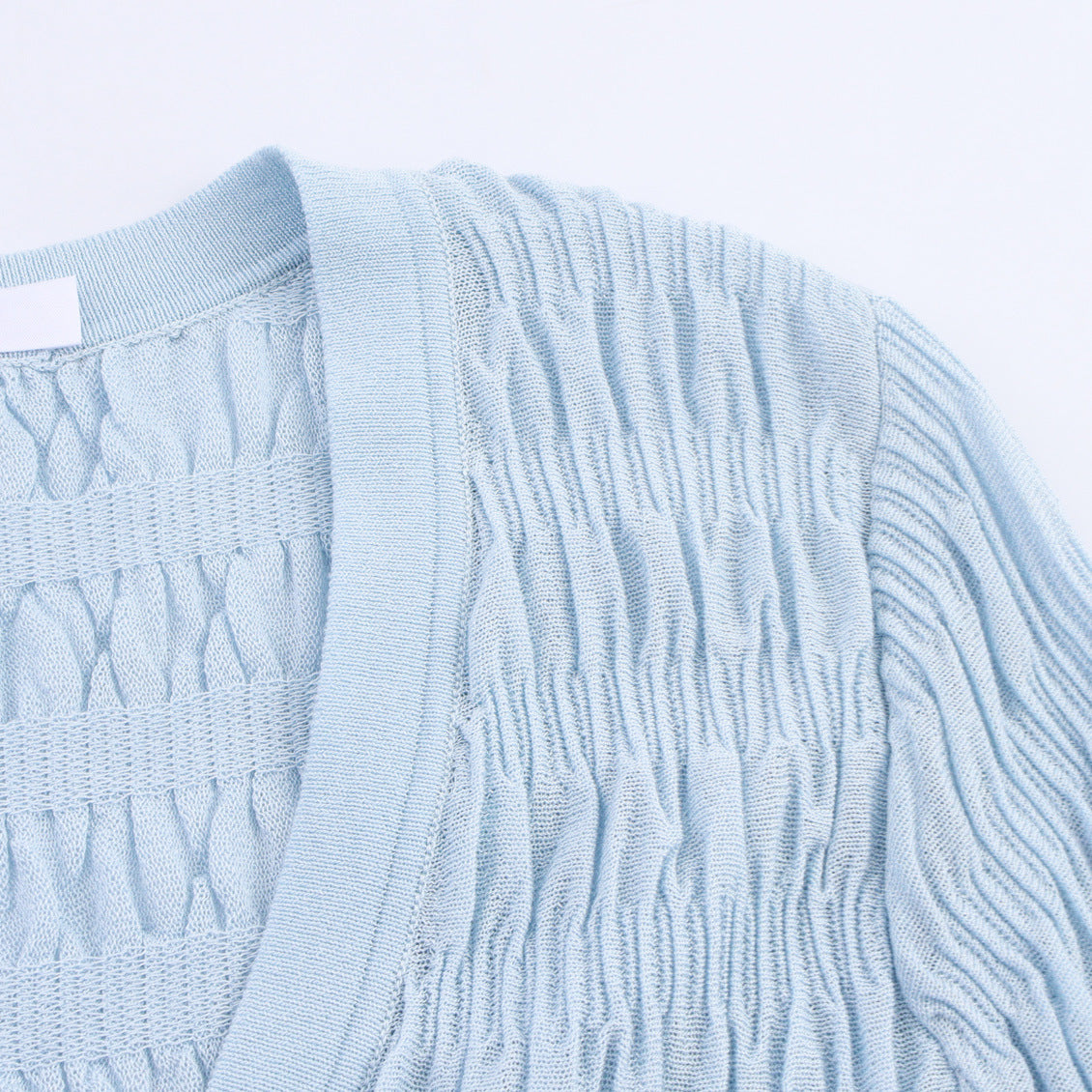 Light Blue Pleated Knitted Jacket | Tajstylo