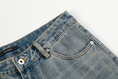Washed Distressed Denim Straight Leg Pants | Tajstylo