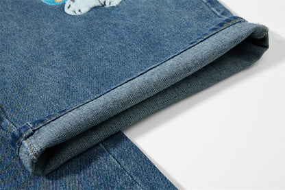 Women's Loose Fit Denim Workwear Pants | Tajstylo