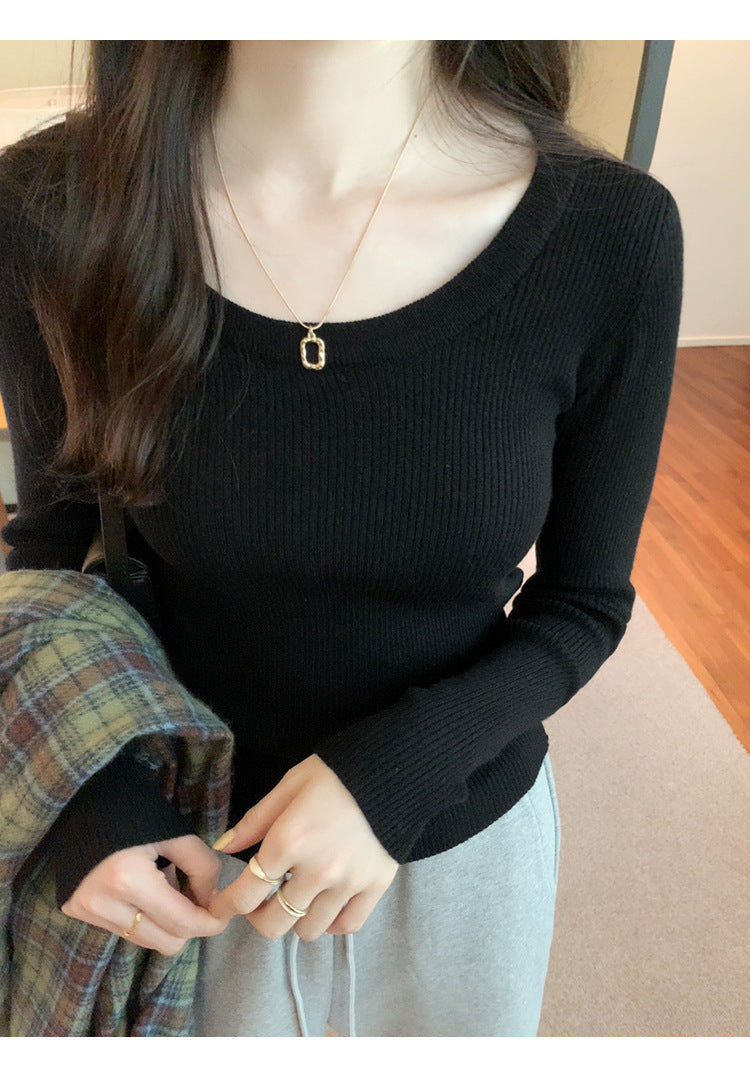 U Neck Long Sleeve Pullover Top | Tajstylo
