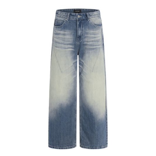 Woman wearing Color Blocked Polished Denim Jeans in a city street