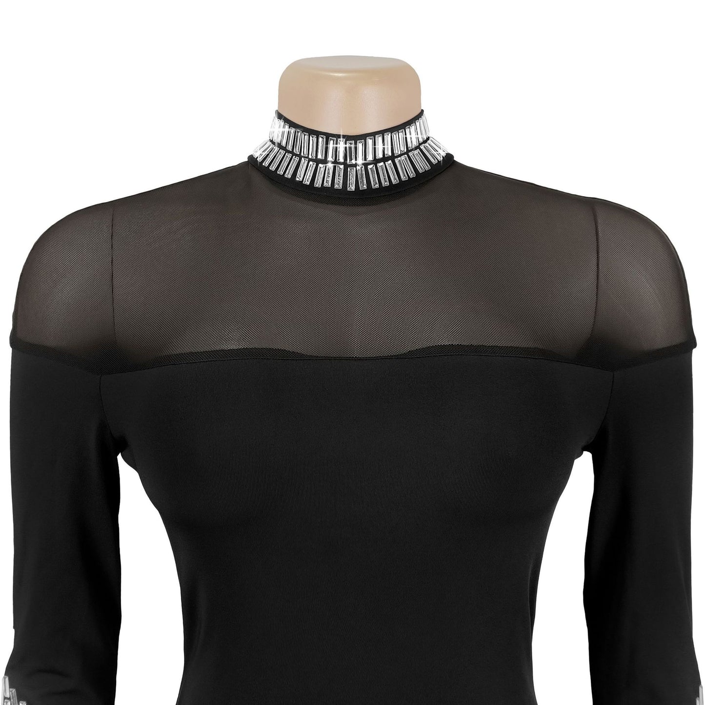 Elegant High Neck Long Sleeve Fitted Dress | Tajstylo
