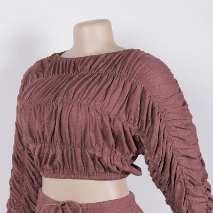 Flattering Two Piece Set with Crop Top and Flared Pants | Tajstylo