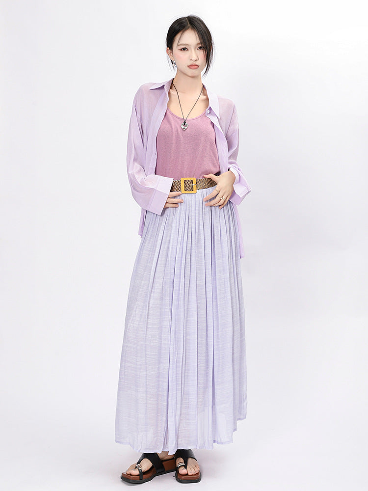 Solid Color A-Line Skirt | Tajstylo