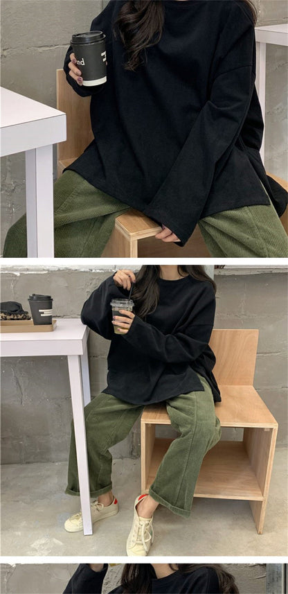 Split Color Long Sleeve T Shirt | Tajstylo