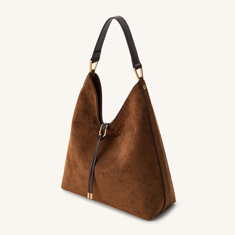 Women's Large Capacity Genuine Leather Soft Shoulder Armpit Tote Bag – Back View | TajStylo