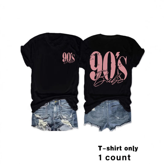 Woman wearing 90s Print Vintage Graphic Tee in a casual street setting