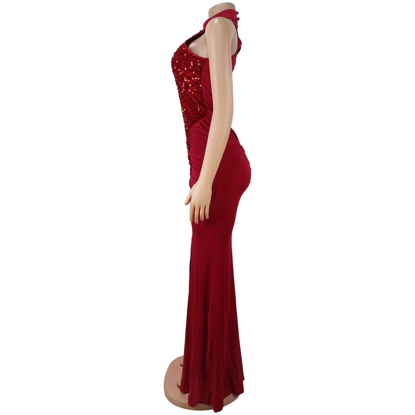 Fitted Sequin Velvet Split Dress | Tajstylo
