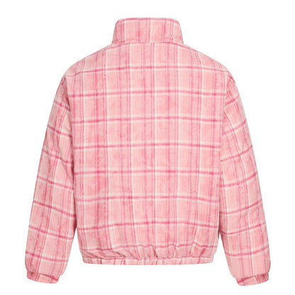 Double Sided Plaid Stand Collar Jacket | Tajstylo