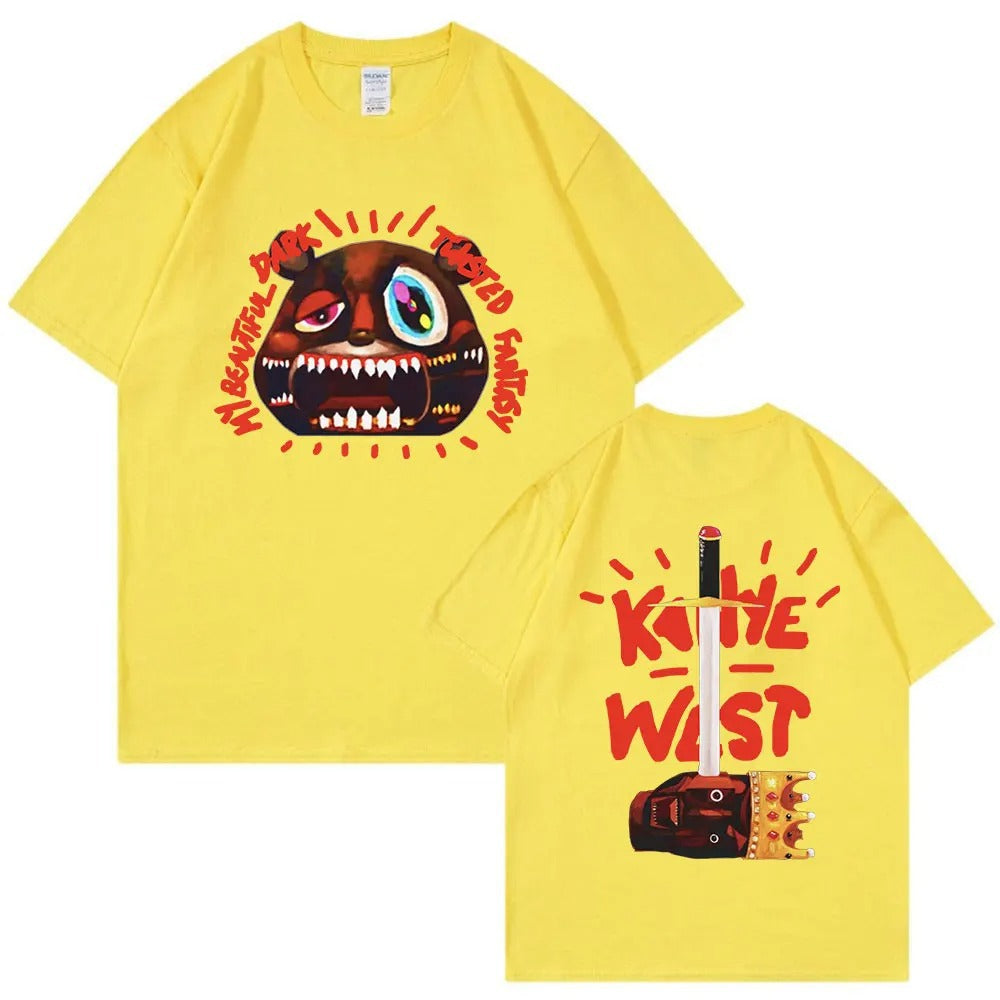 Woman wearing Kanye West Graduation Graphic Tee in a city street setting
