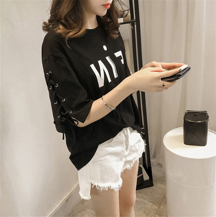 Letter Print Loose Fit T-Shirt | Tajstylo