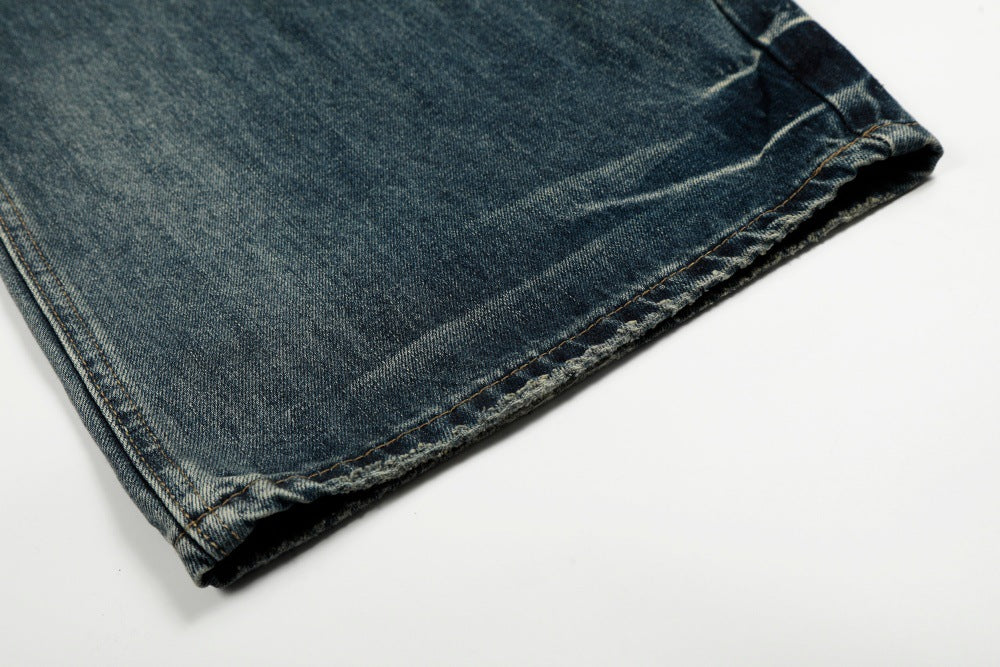 Loose Fit Distressed Blue Denim Jeans | Tajstylo