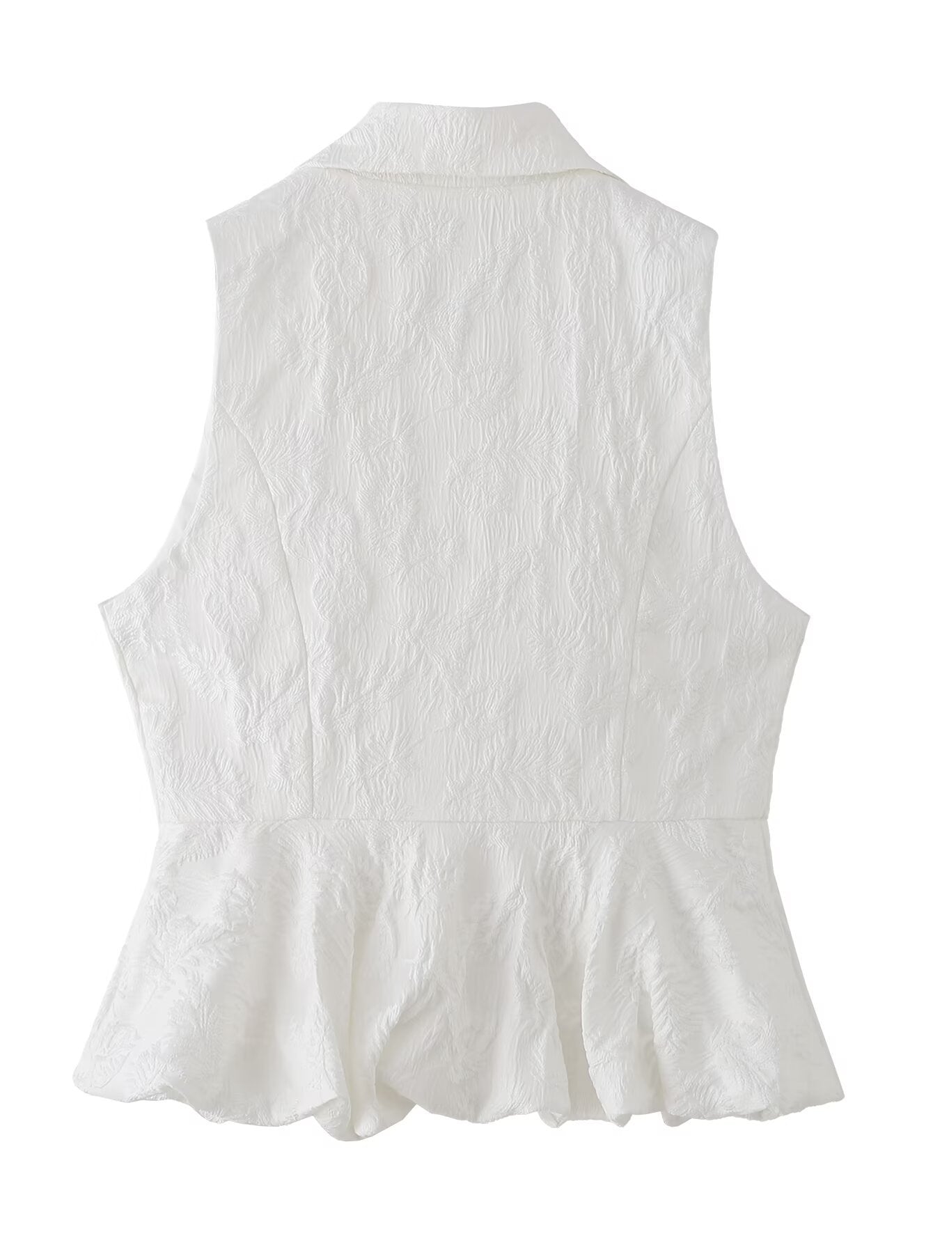 Jacquard Polyester Sleeveless V Neck Top | Tajstylo