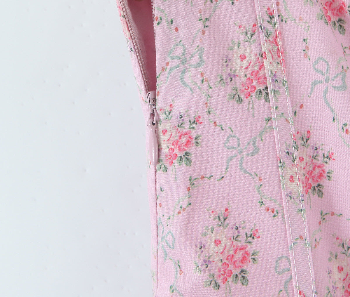 Lace Trimmed Printed Waist-Cinched Midi Dress | Tajstylo
