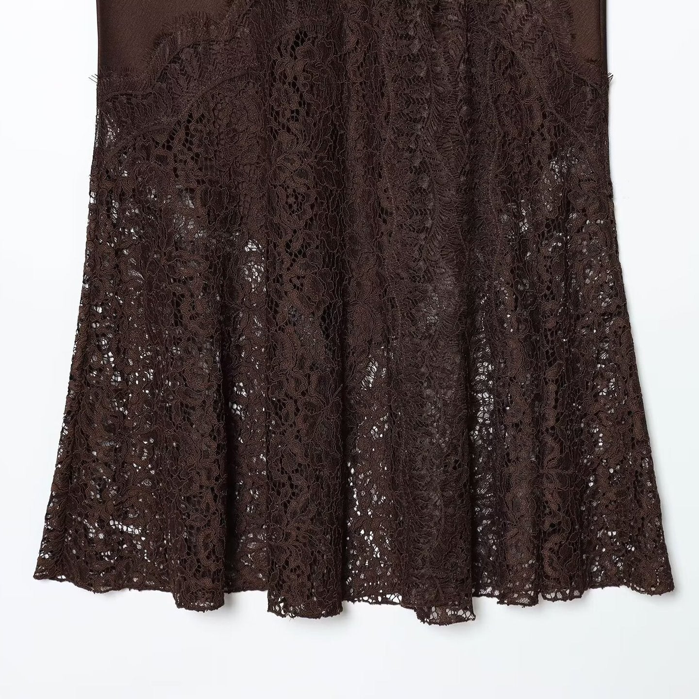 Woman wearing Lace Patchwork Midi Skirt in a stylish setting