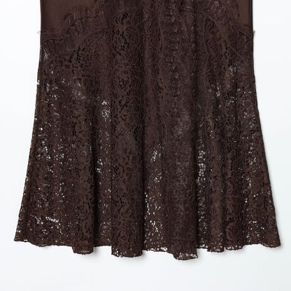 Woman wearing Lace Patchwork Midi Skirt in a stylish setting