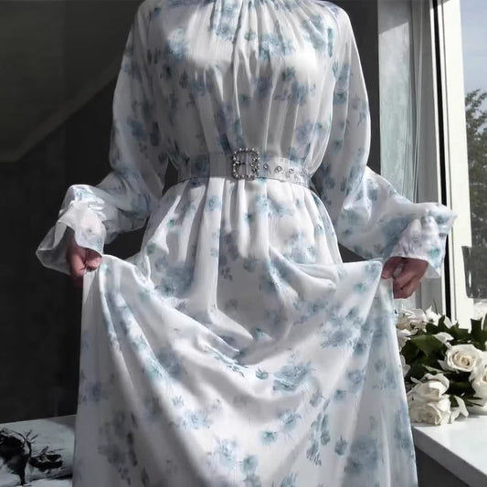 Floral Print Long Sleeve Maxi Dress | Tajstylo