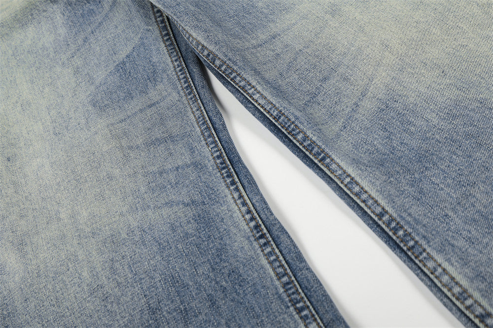Washed Blue Denim Wide Leg Pants | Tajstylo