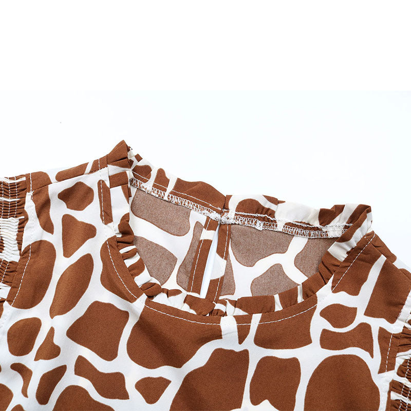 Coffee Animal Print Sleeveless Shirt | Tajstylo
