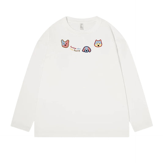 Woman wearing Geometric Pattern Long Sleeve Top in a casual setting