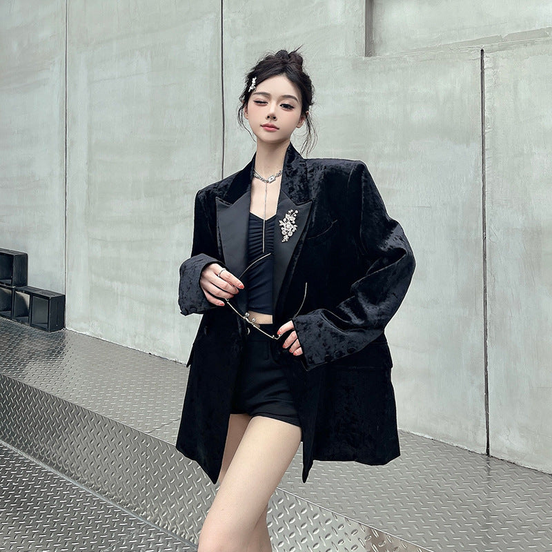 Black Velvet Suit for Women | Tajstylo