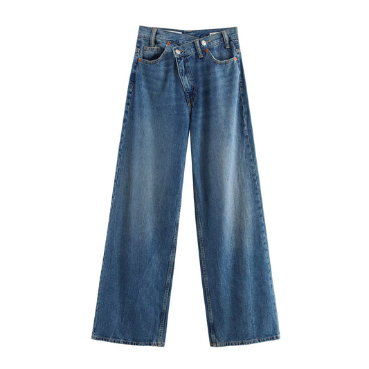 Woman wearing High Waist Full Length Wide Leg Pants in a stylish setting