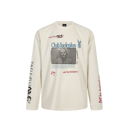 Woman wearing Clown Character Printed Long Sleeve Shirt in an urban setting