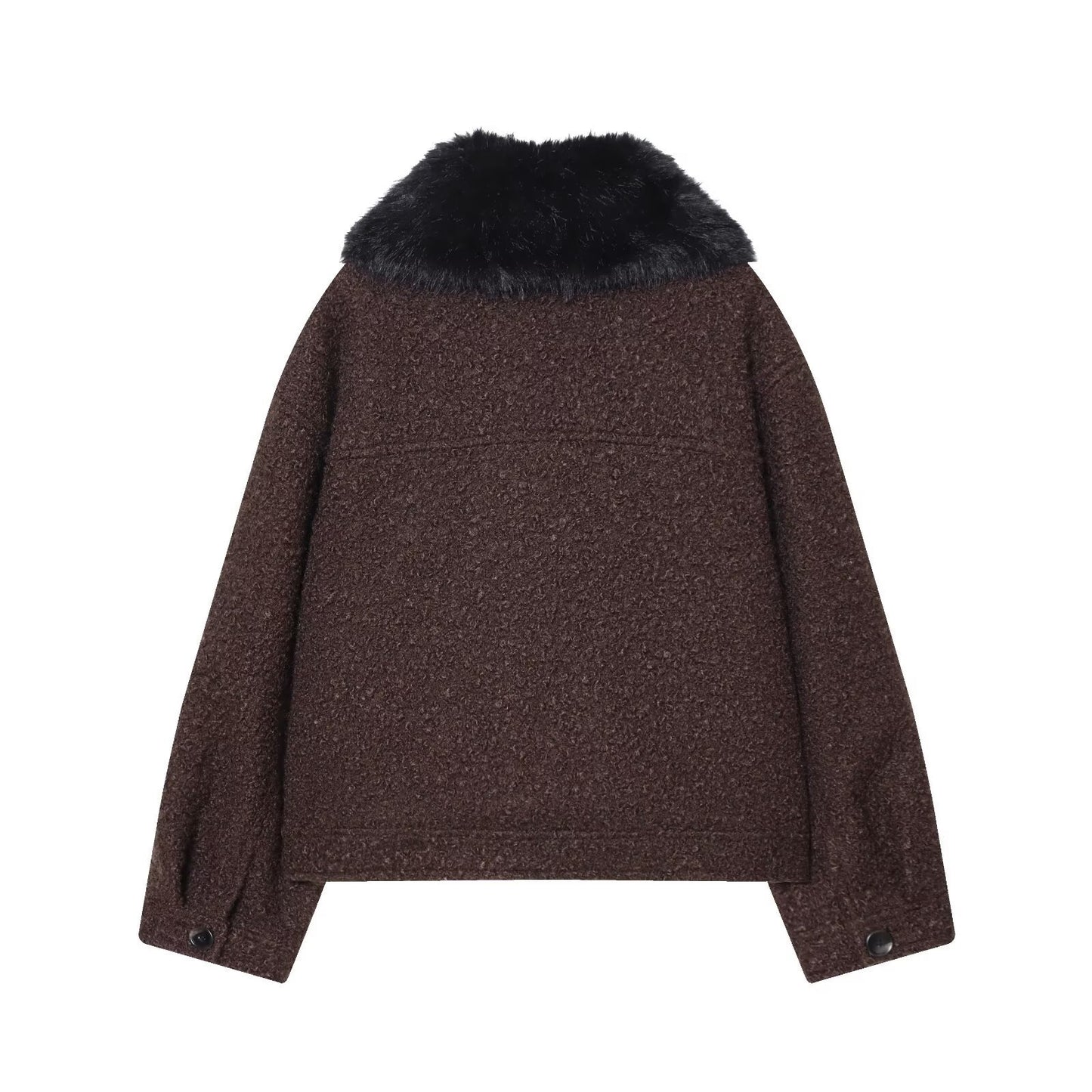 Hairy Collar Twill Coat | Tajstylo