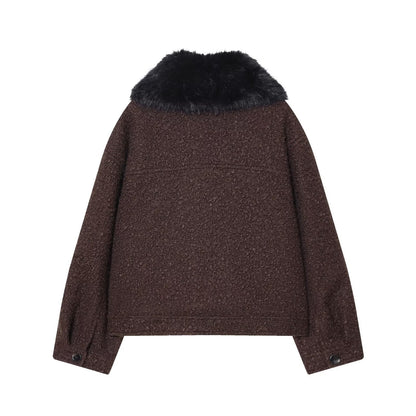 Hairy Collar Twill Coat | Tajstylo