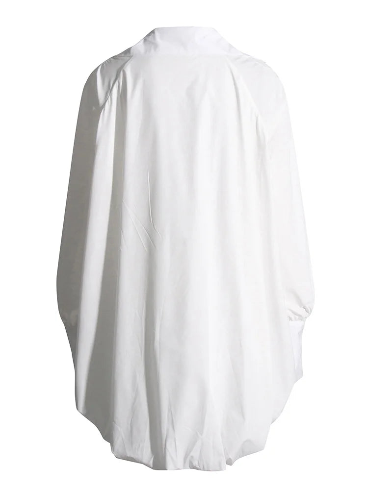 Elegant White Lapel Blouse for Women | Tajstylo