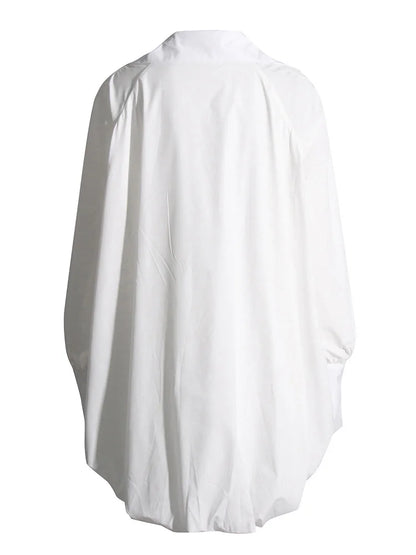 Elegant White Lapel Blouse for Women | Tajstylo