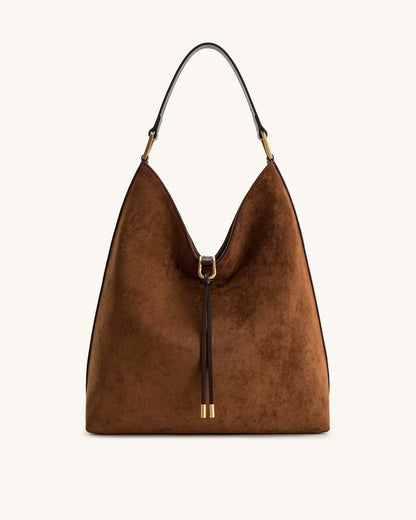 Women's Large Capacity Genuine Leather Soft Shoulder Armpit Tote Bag – Style View | TajStylo