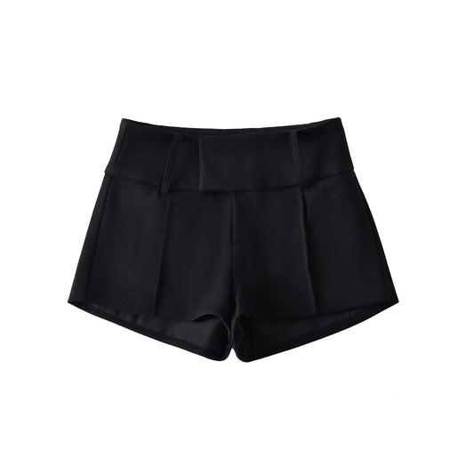 Woman wearing Low Waist Slimming A-Line Hip Hugging Shorts in a sunny park