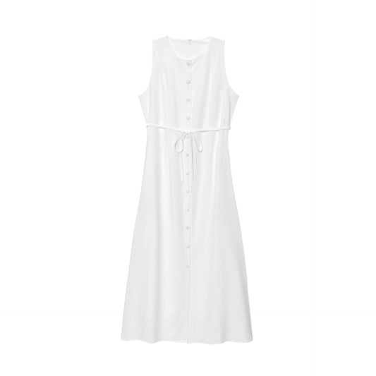 Woman wearing Waist-Cinching Strapless Dress in a summer setting