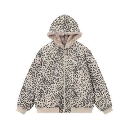 Leopard Print Hooded Cotton Jacket | Tajstylo