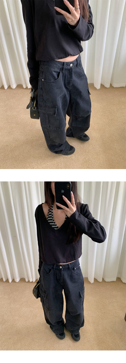 Street Style Cargo Denim Pants | Tajstylo