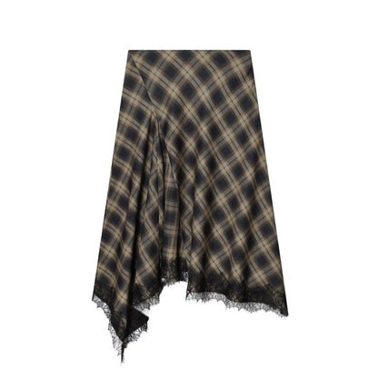 Commuter Plaid Lace Skirt | Tajstylo