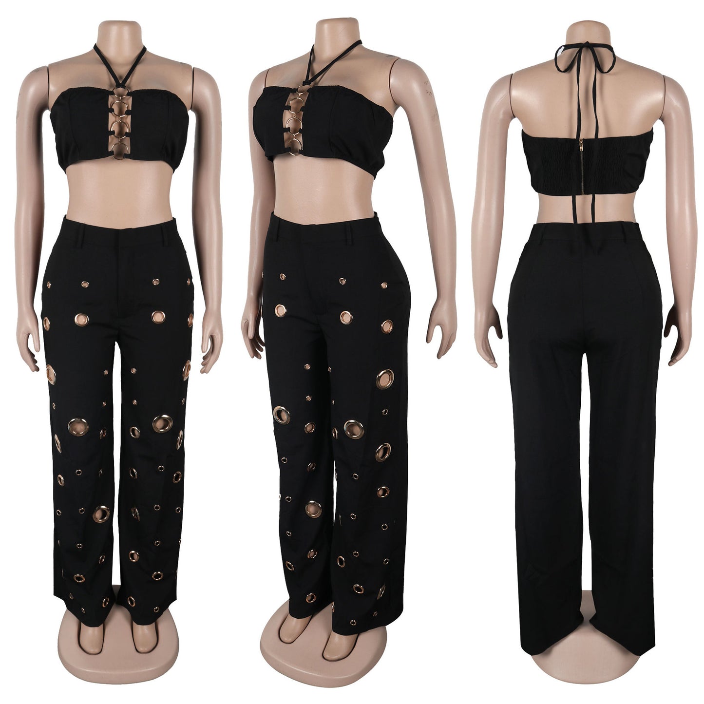 Flattering Ripped Fitted Two-Piece Nightclub Outfit | Tajstylo