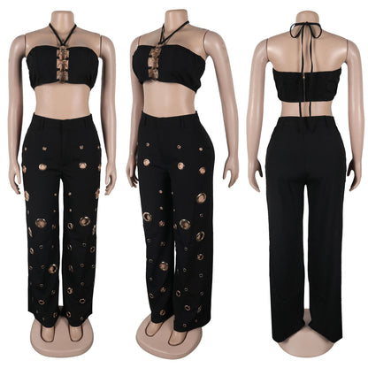 Flattering Ripped Fitted Two-Piece Nightclub Outfit | Tajstylo