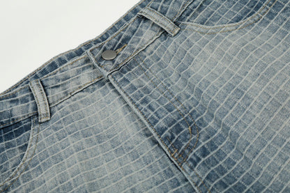 Checkered Wide Leg Jeans | Tajstylo