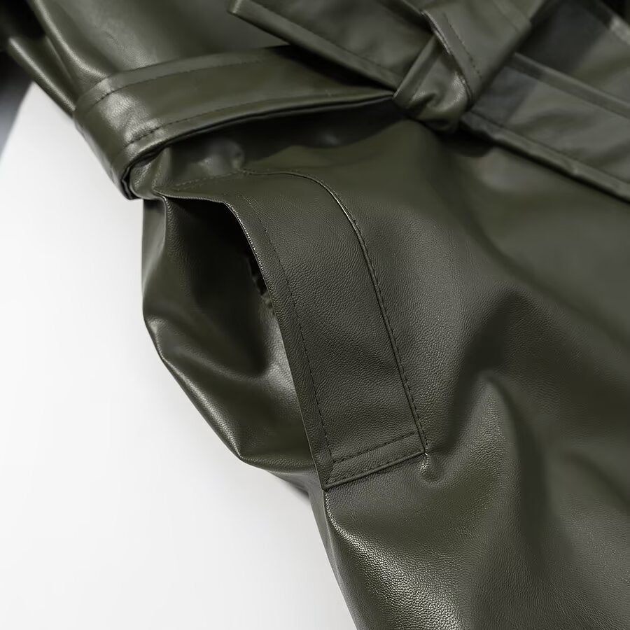 Long Lace Up Leather Jacket | Tajstylo