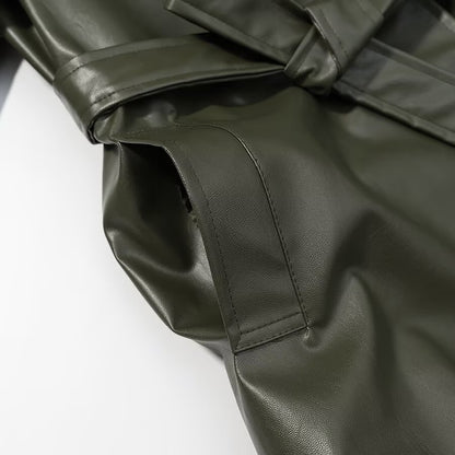 Long Lace Up Leather Jacket | Tajstylo