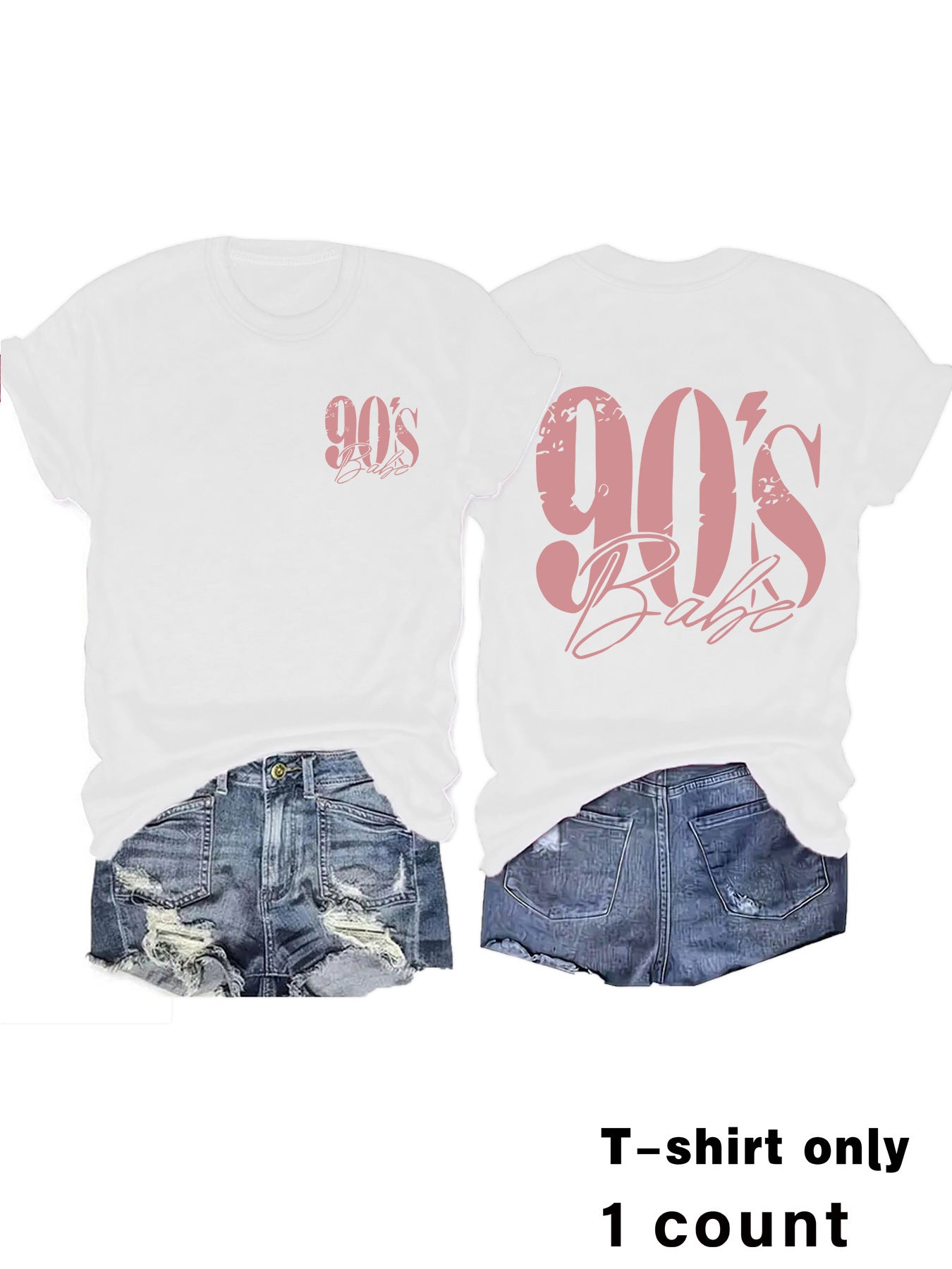 Woman wearing 90s Print Vintage Graphic Tee in a casual street setting