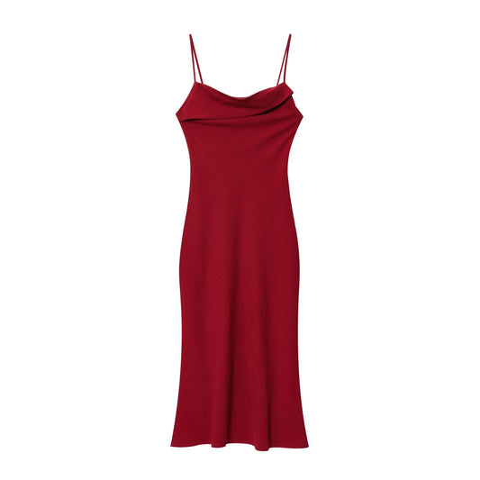 Woman wearing One Shoulder Sleeveless Midi Dress in a stylish setting